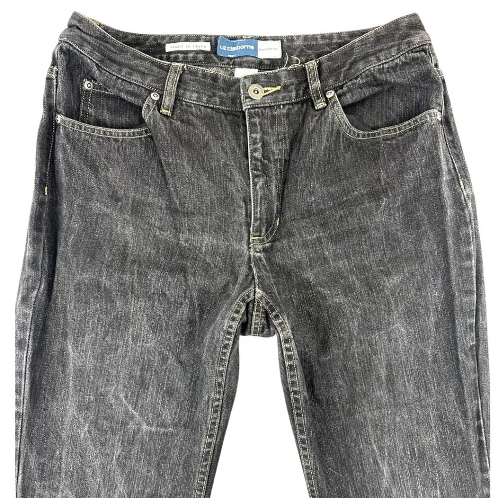 Liz Claiborne Dark Charcoal Washed Straight Leg Jeans